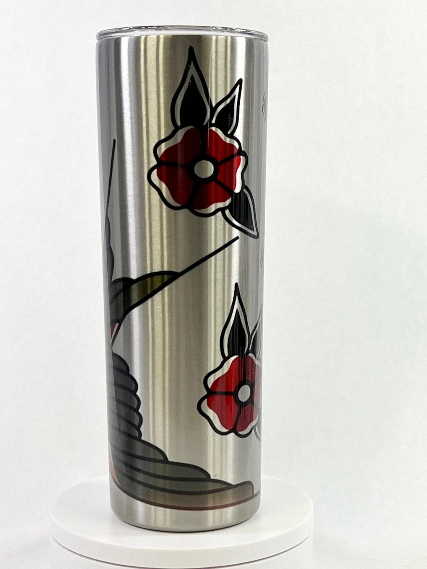 Traditional Sparrows and Flowers Stainless Steel Tumbler