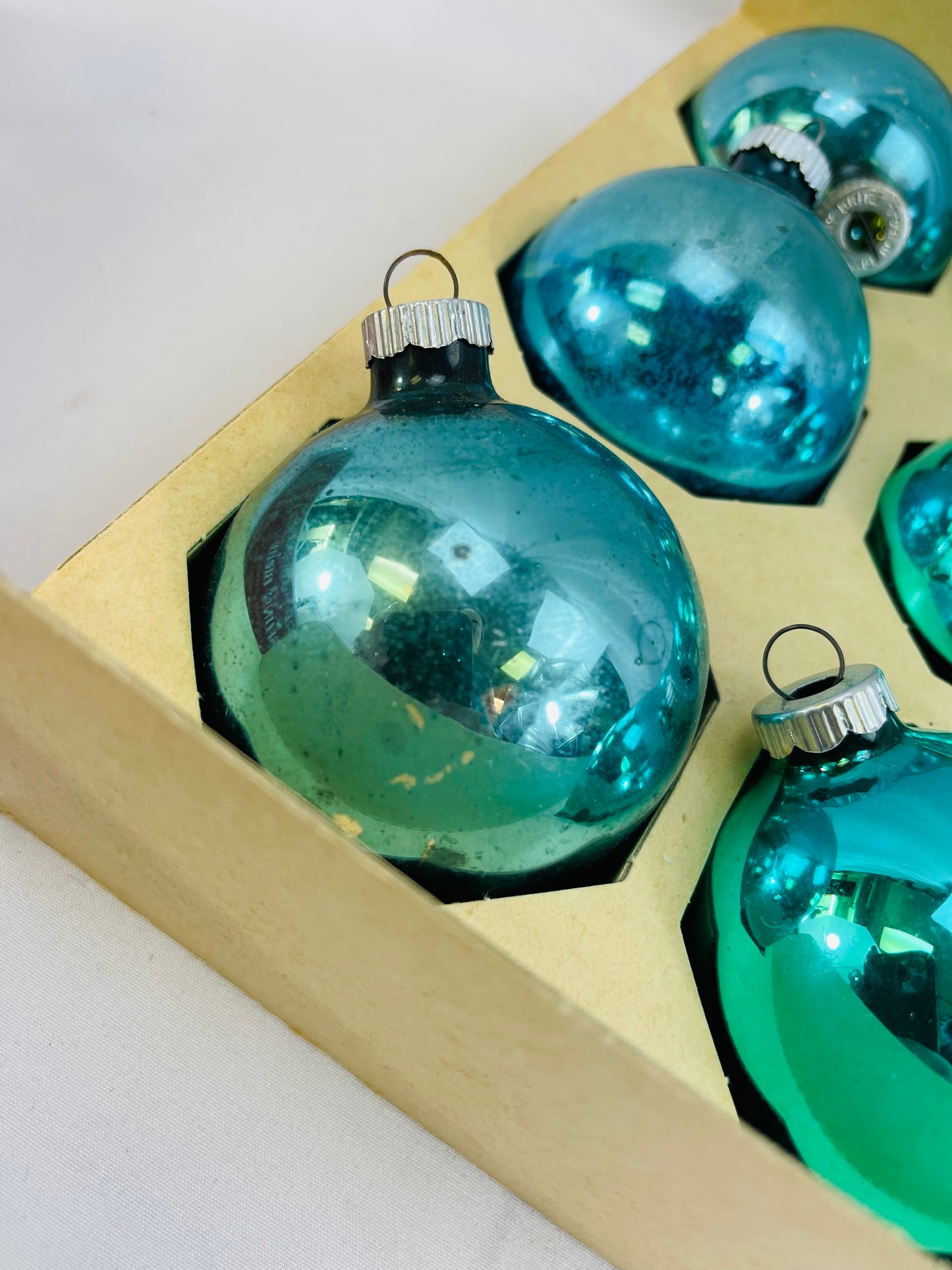 Teal Blue Shiny Brite Ornaments