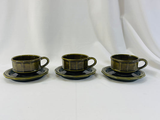 Pfaltzgraff Heritage Green Cups & Saucers Set of 3