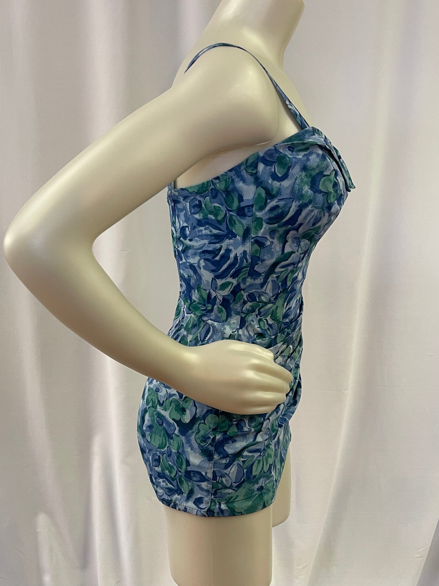 50s Blue Floral Swimsuit