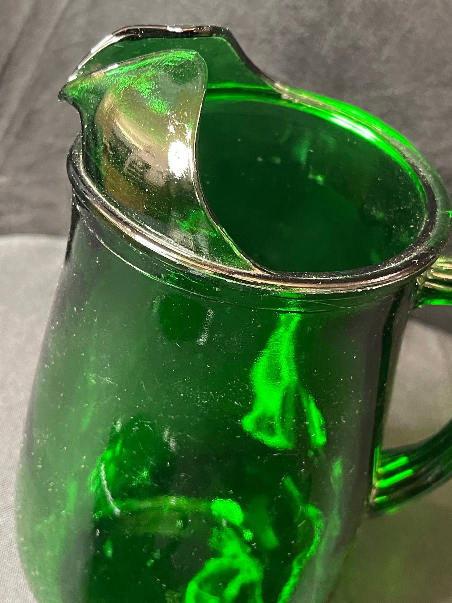 Anchor Hocking Green Pitcher with Creamer & Sugar Bowl