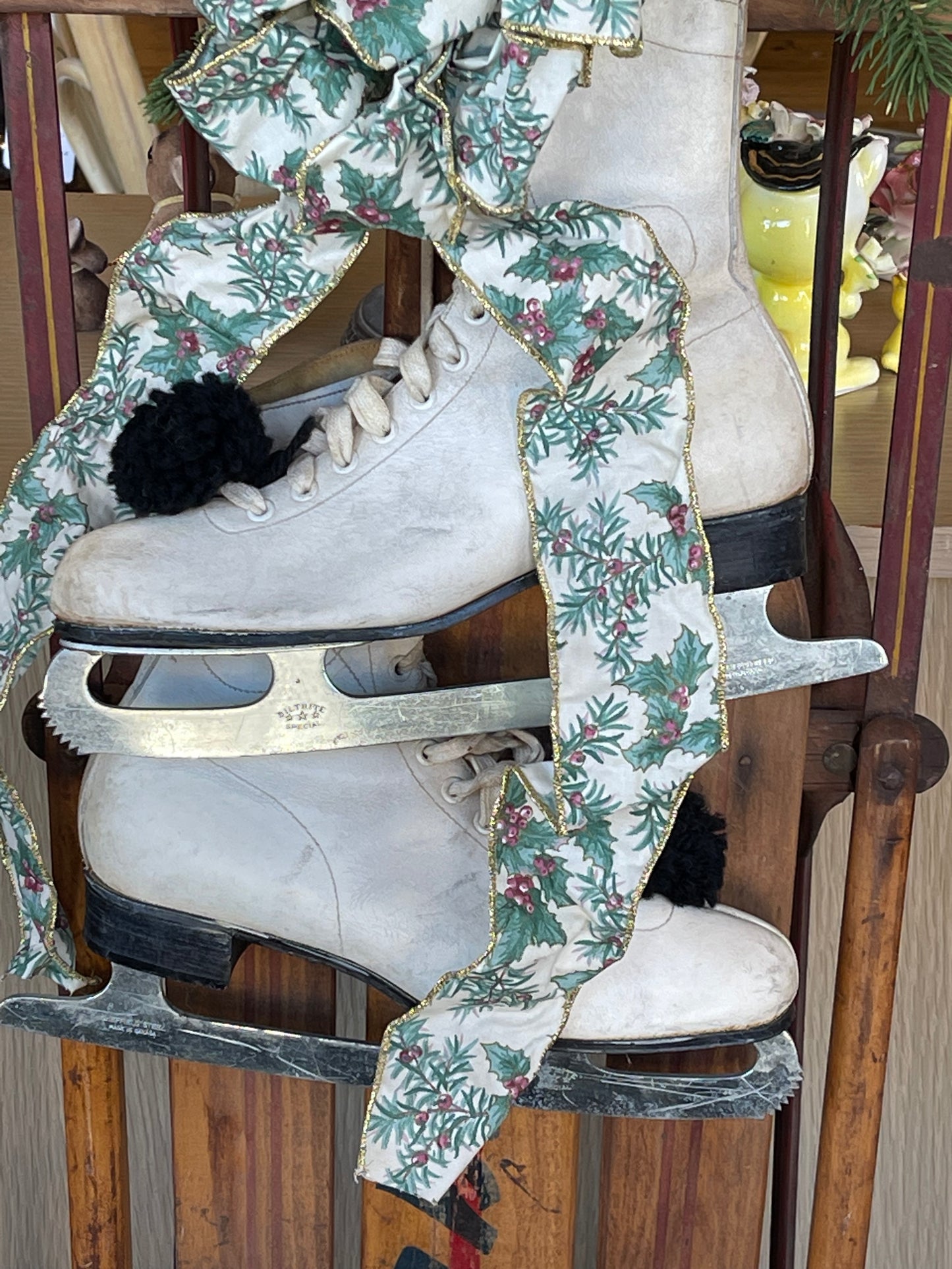 Vintage Sled & Ice Skate Outdoor Decor