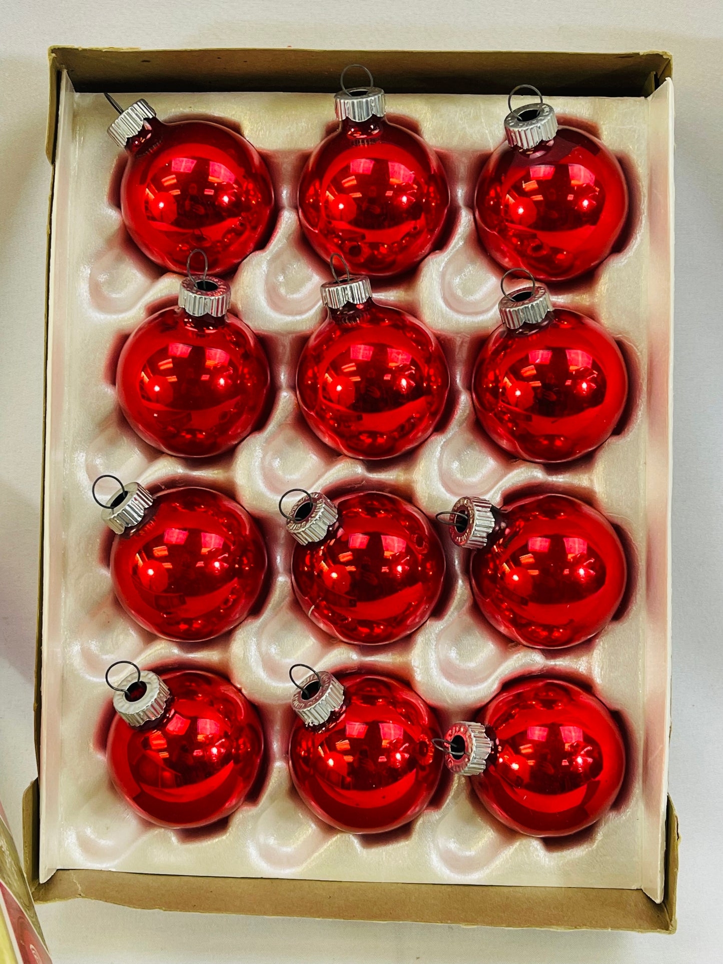 Shiny Brite Ornaments - small red