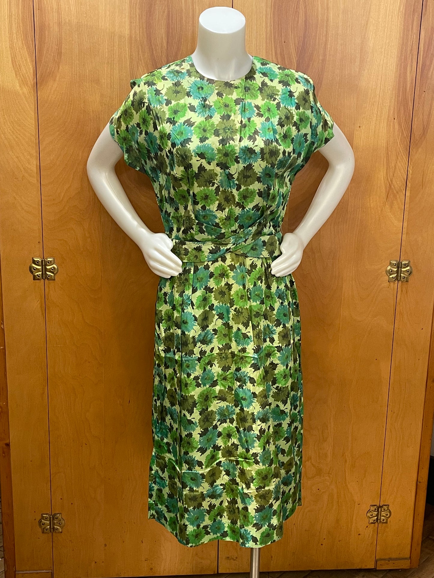 50s Gloria Swanson Silk Floral Dress