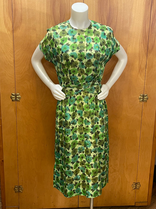 50s Gloria Swanson Silk Floral Dress