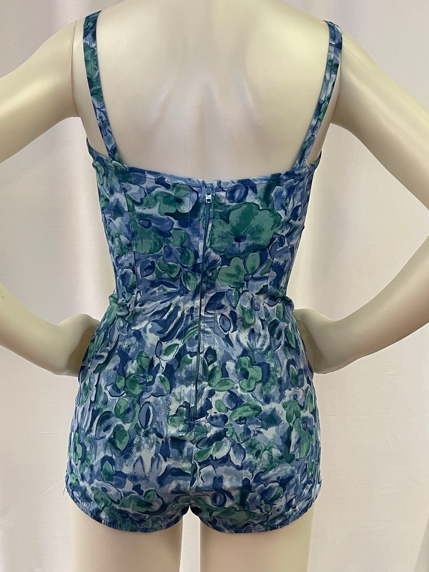 50s Blue Floral Swimsuit