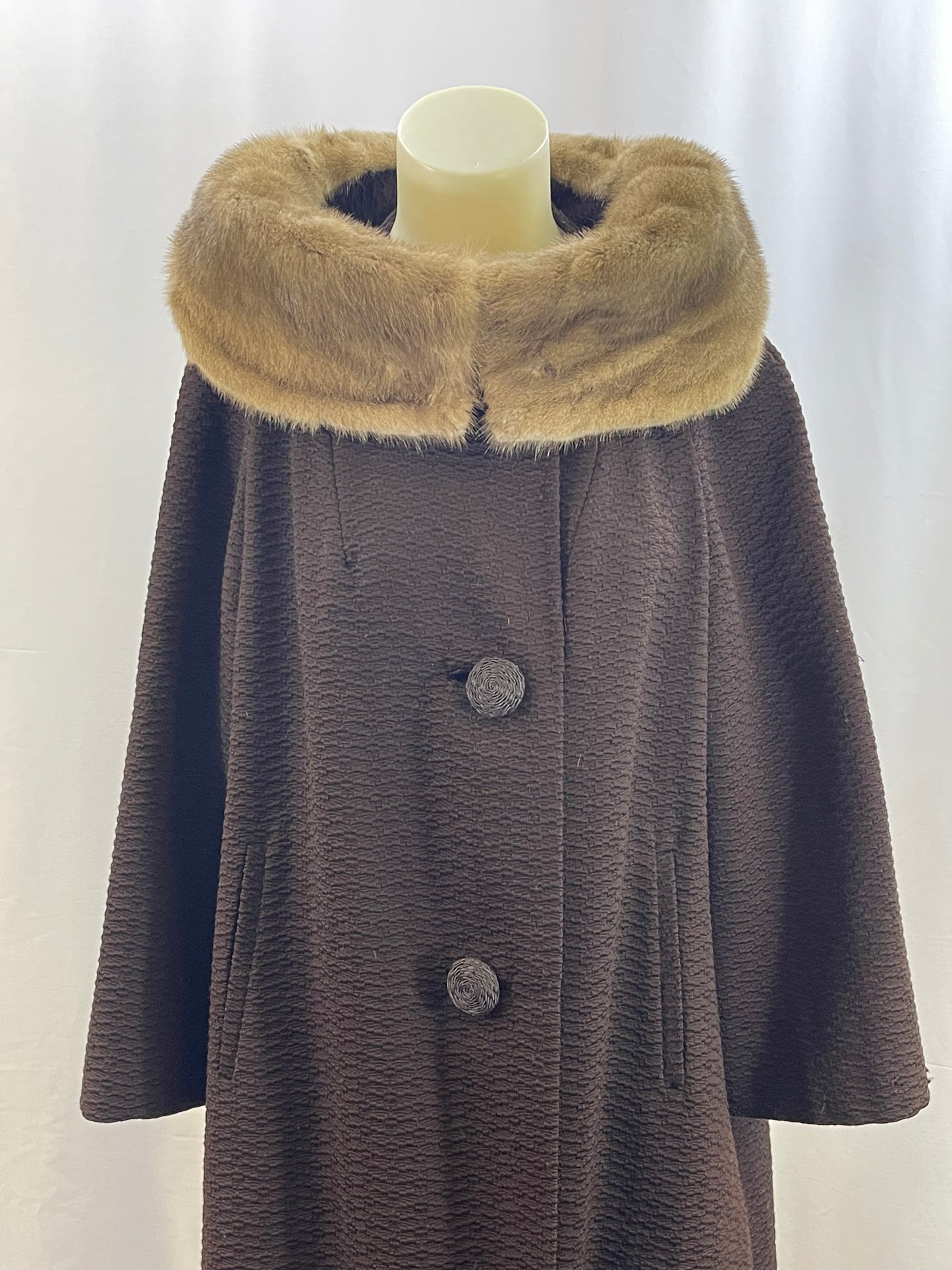 Brown Cloth Coat with Mink Collat