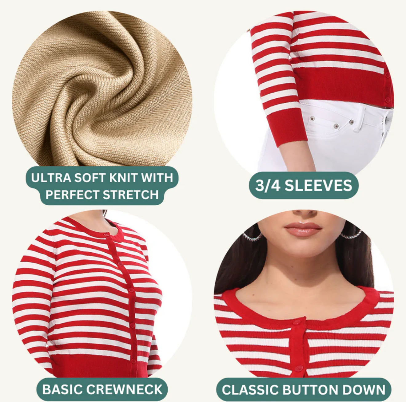 Ye Mak Classic Retro Cropped Striped Cardigan