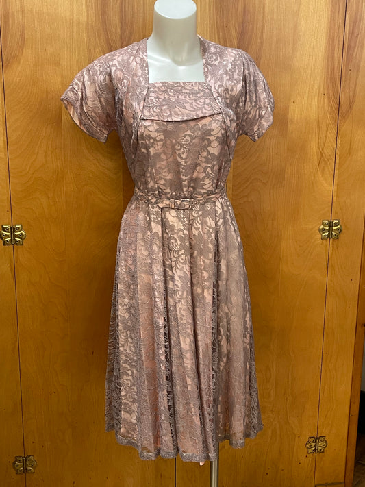 50s Mauve Lace Dress