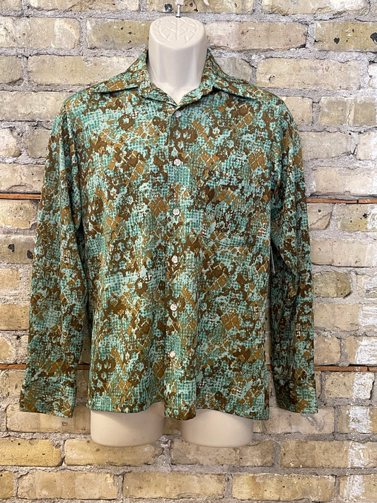 Green 70s Abstract Print Shirt