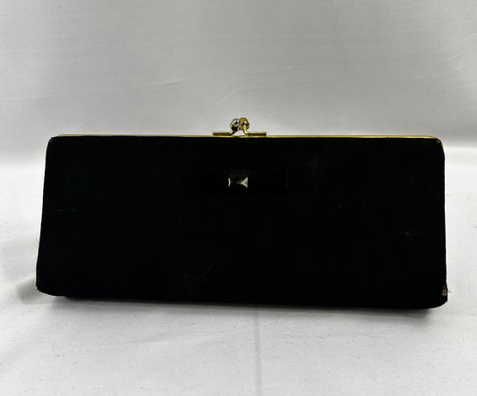 Black Rectangle Clutch with Bow