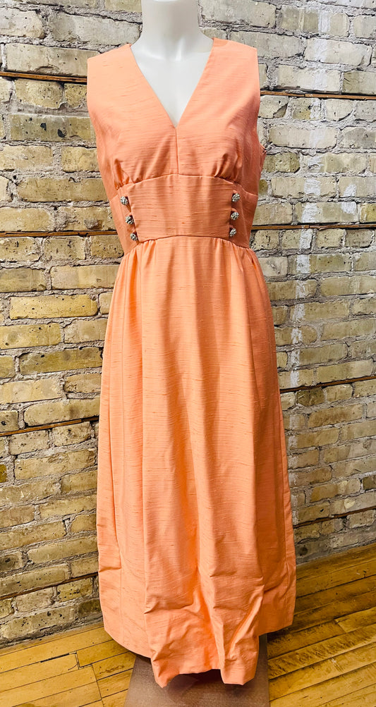 60s Salmon Full Length Gown