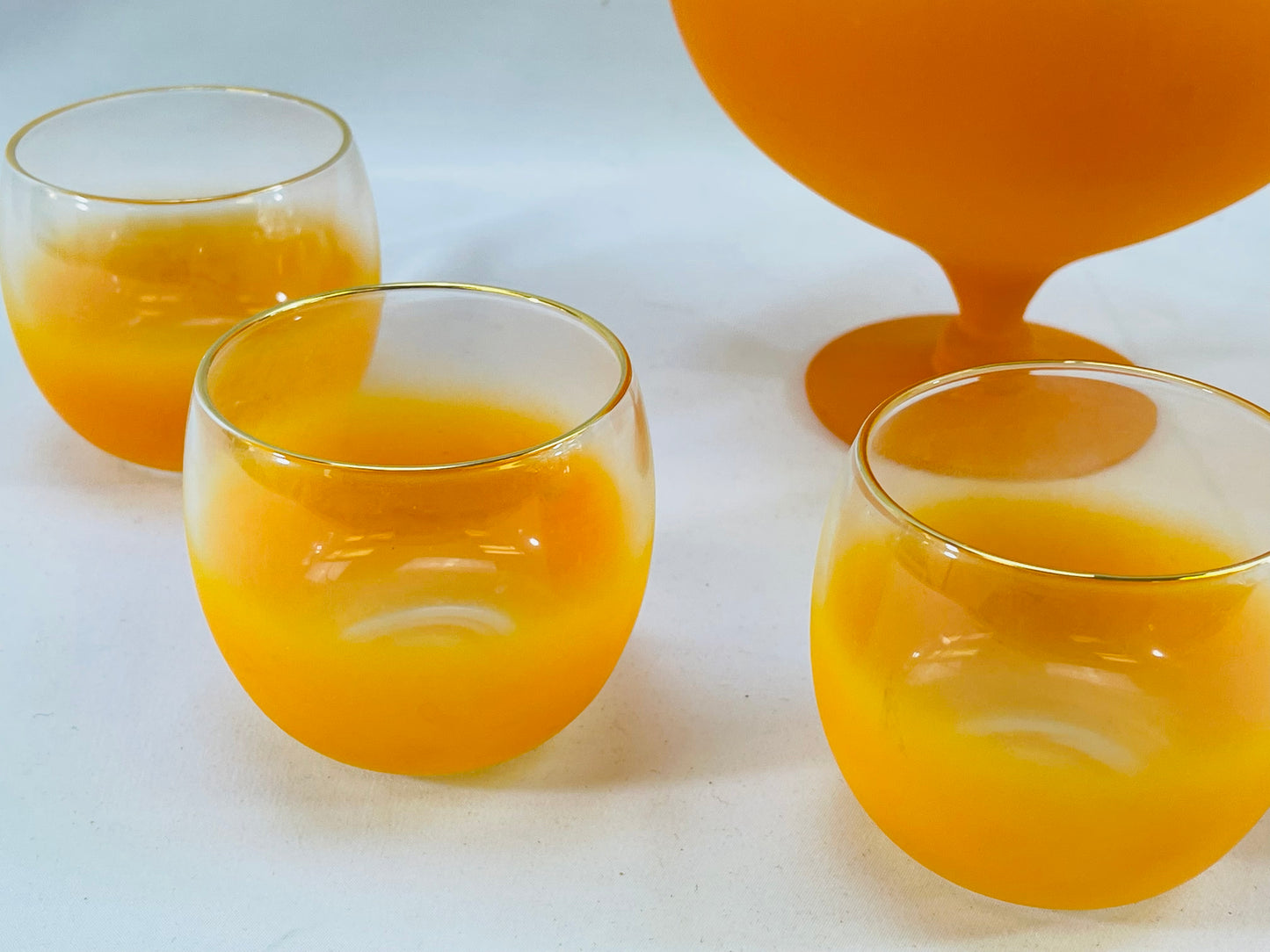 Orange Blendo Snifter Decanter & Roly Poly Glasses