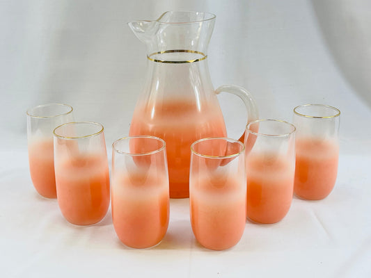 Blendo Pitcher & 6 Glasses Coral Pink