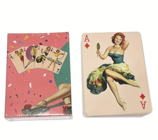 Retro Pinup Girl Playing Cards
