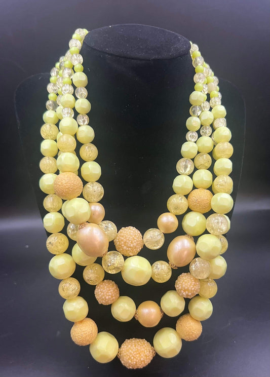Chunky Yellow Multi-strand Necklace