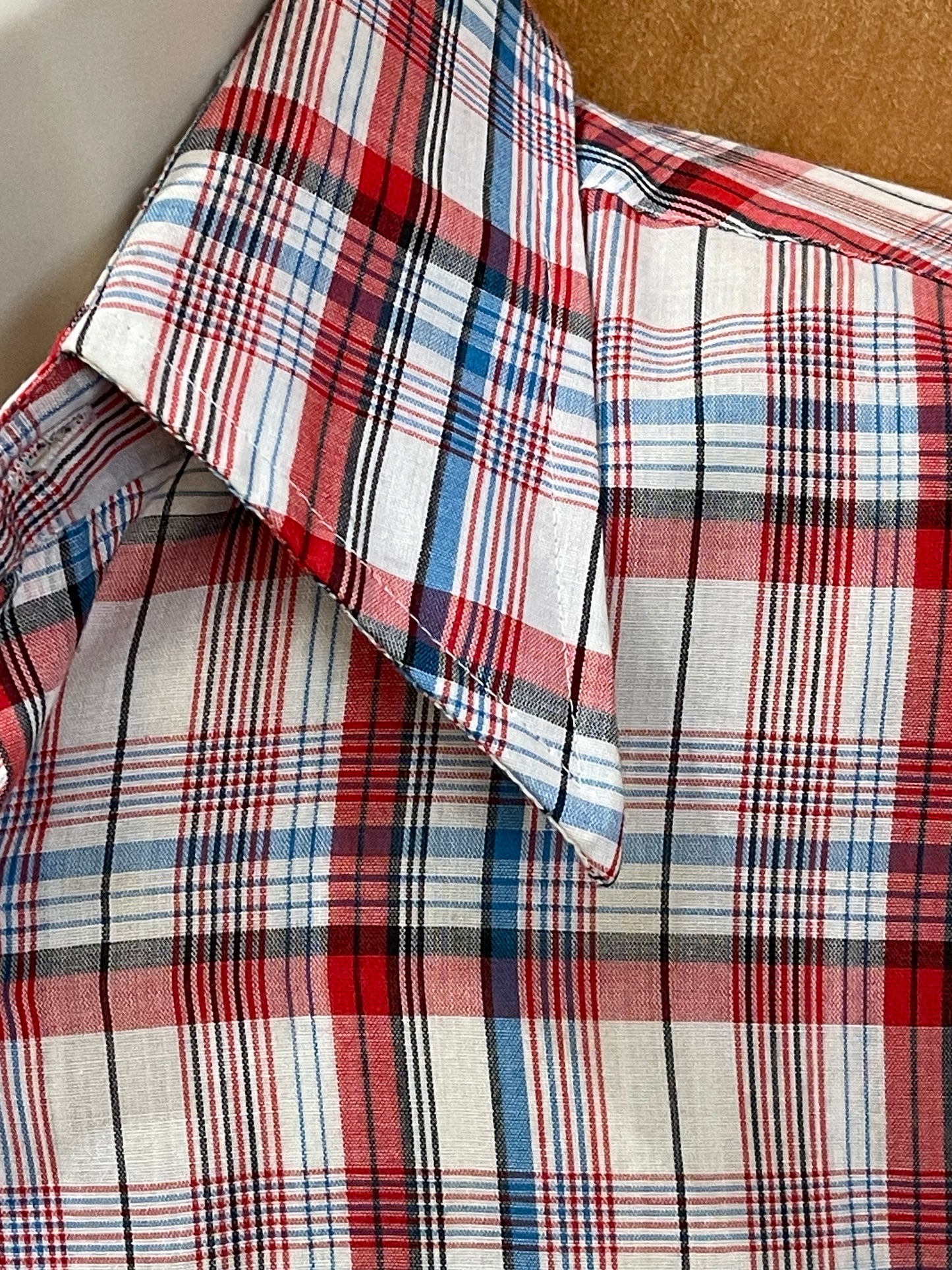 Kmart Permanent Press Patriotic Plaid Shirt