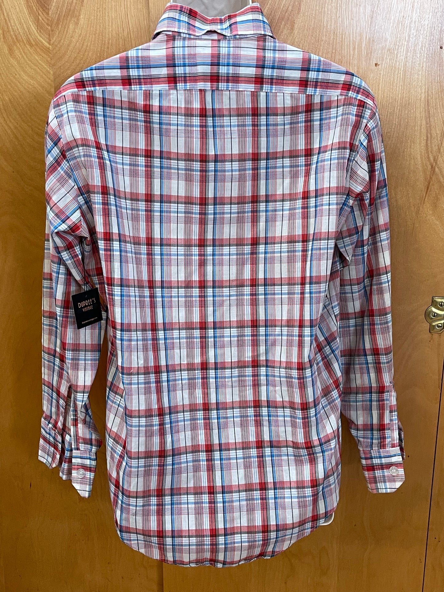 Kmart Permanent Press Patriotic Plaid Shirt