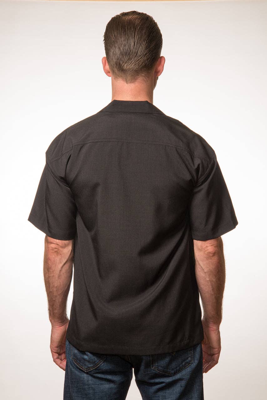 Three Star Panel Bowling Shirt in Black