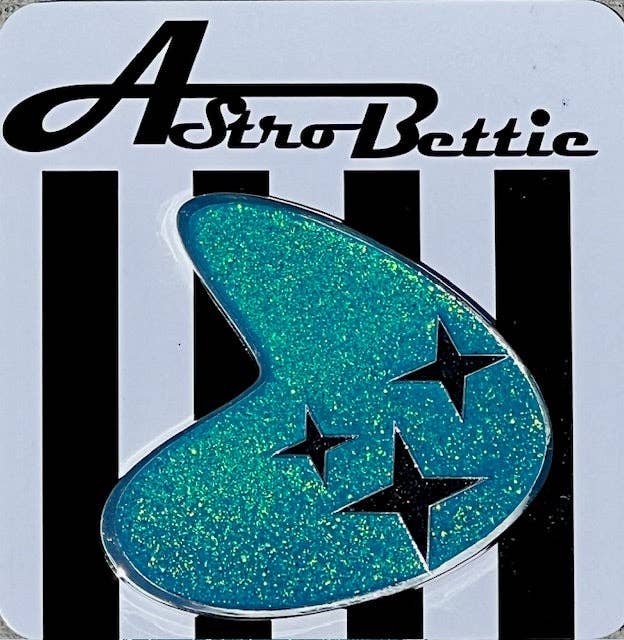 MCM Atomic Blue Boomerang Enamel Pin