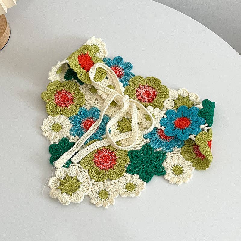 Crochet Flower Head Bandana