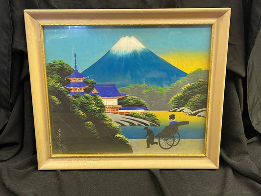 Japanese Silk Painting Of Mount Fuji
