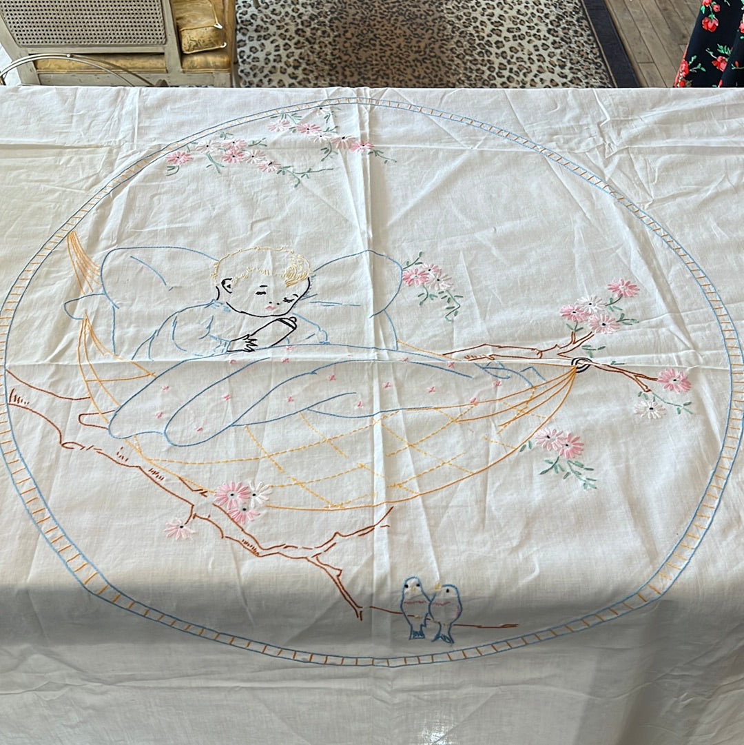 Cotton embroidered tablecloth