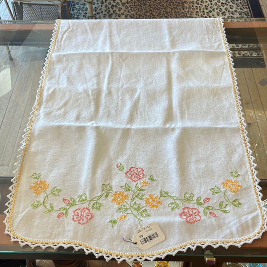 White embroidered table runner