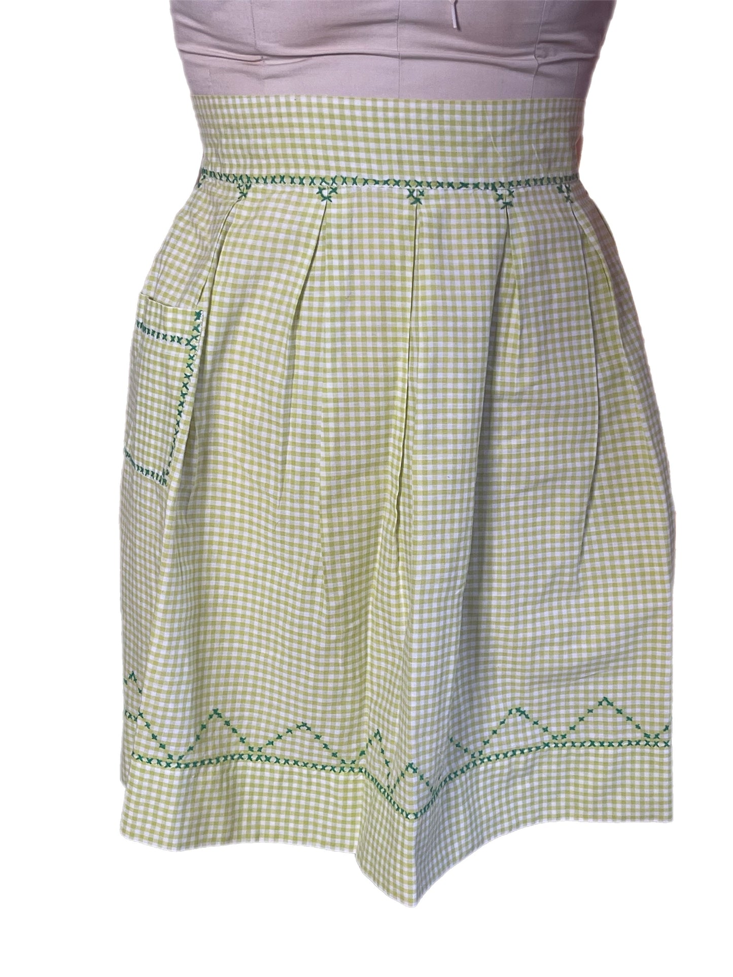 Green Gingham Kitchen Apron