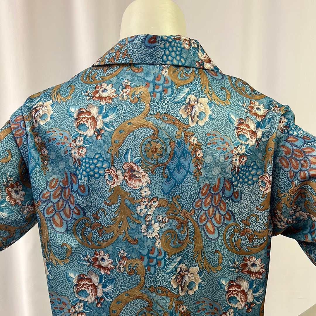 80s Funky Floral Haband Blouse