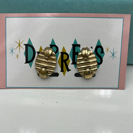 Gold metal clip on earrings