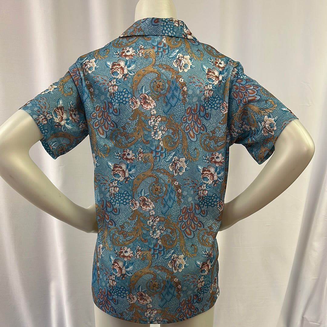 80s Funky Floral Haband Blouse