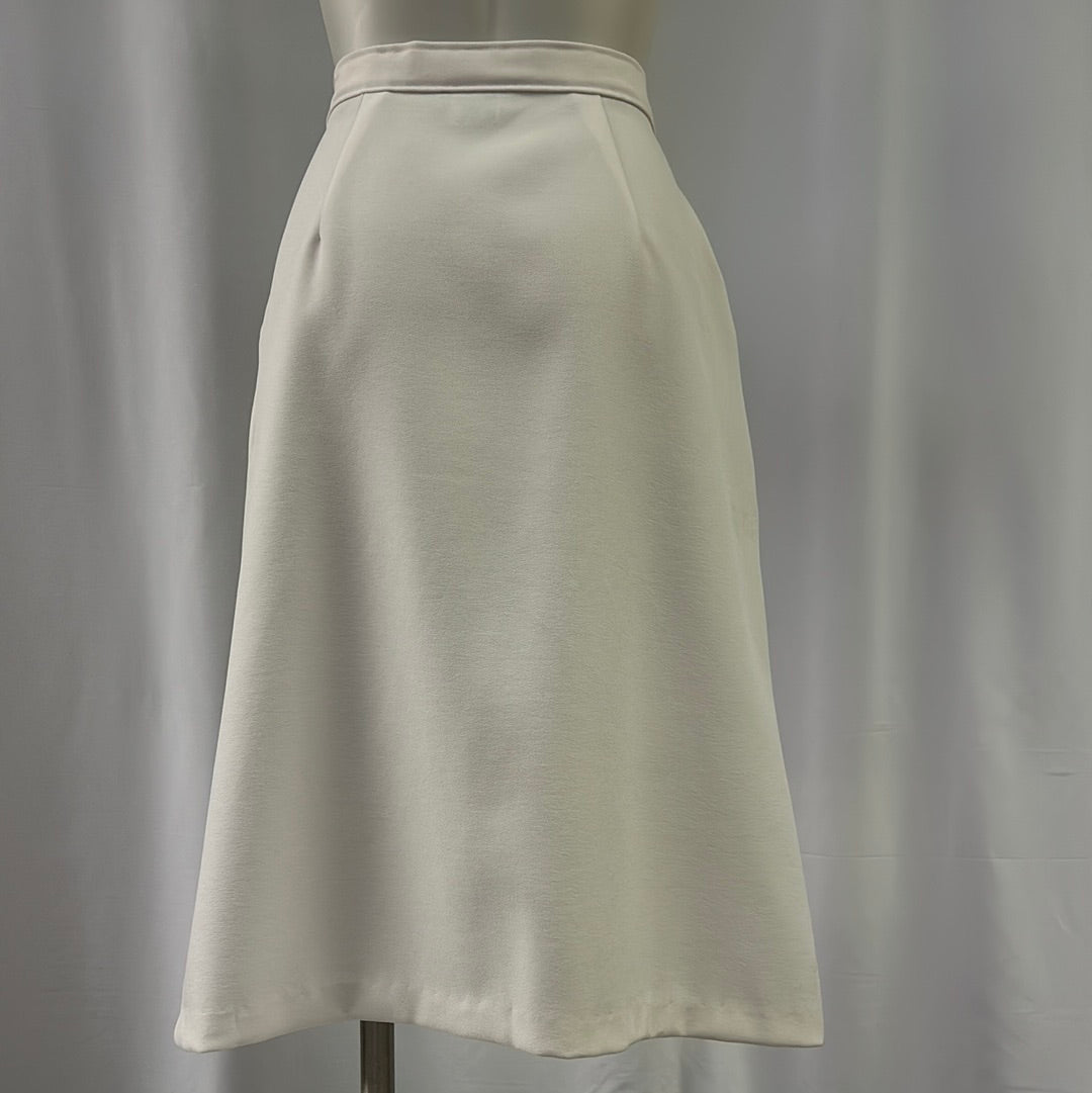 White Polyester Straight Skirt