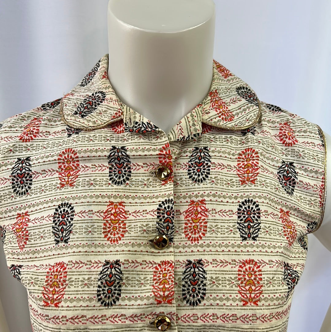 Vibrant Patterned Sleeveless Blouse