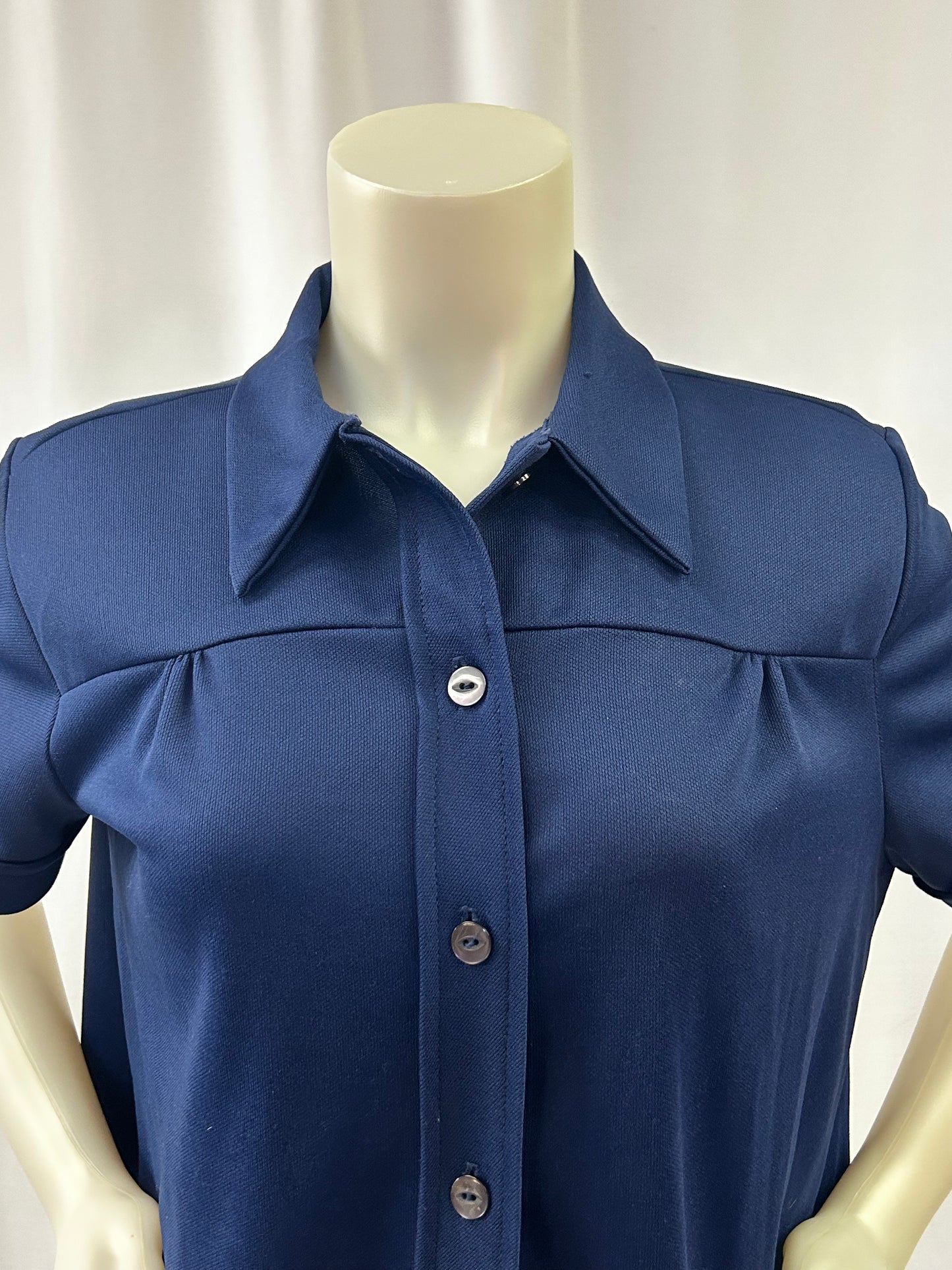 60s Navy Blue Fitted Blouse