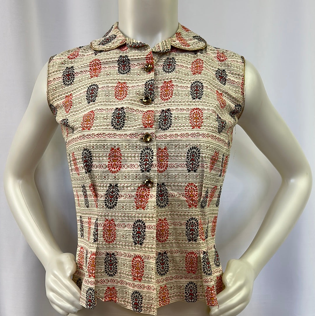 Vibrant Patterned Sleeveless Blouse