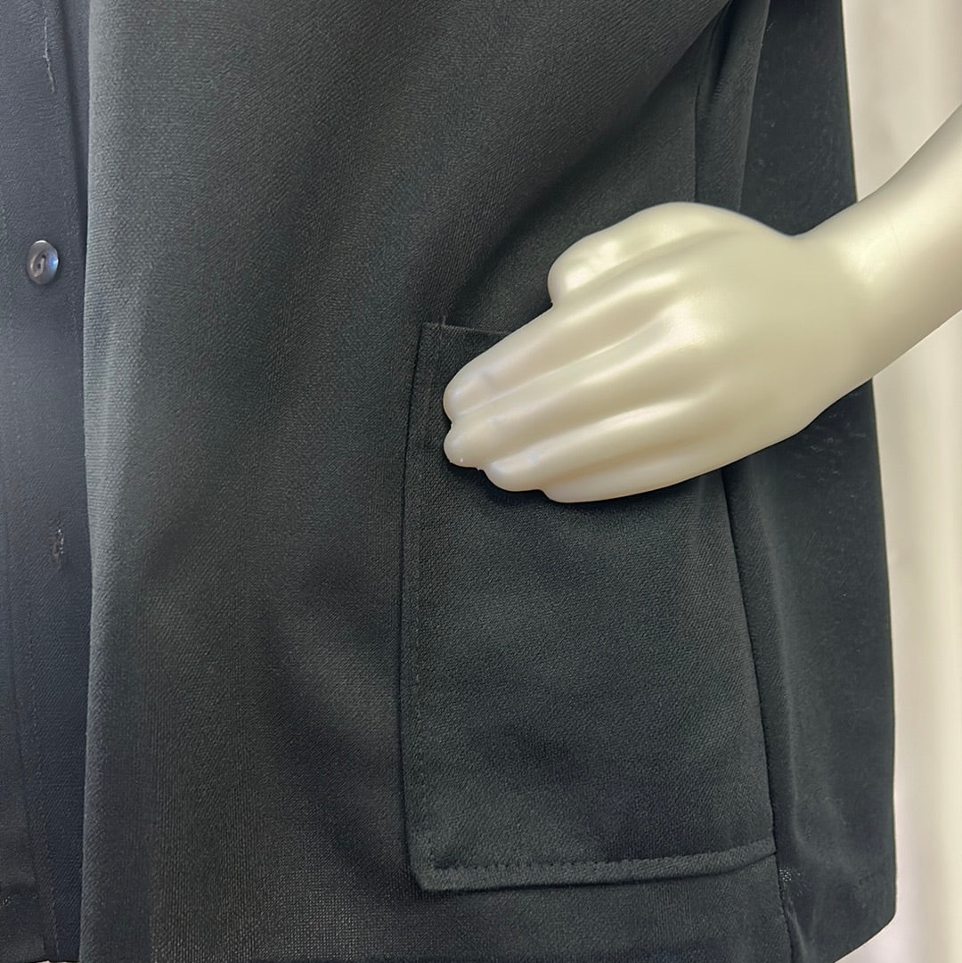 60s Plain Black Button Up Blouse