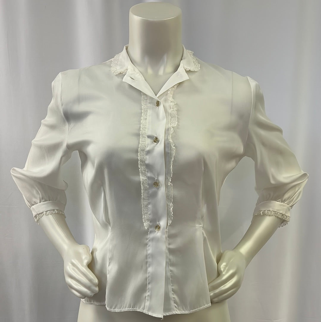 Ladies Lacy Button Up Blouse