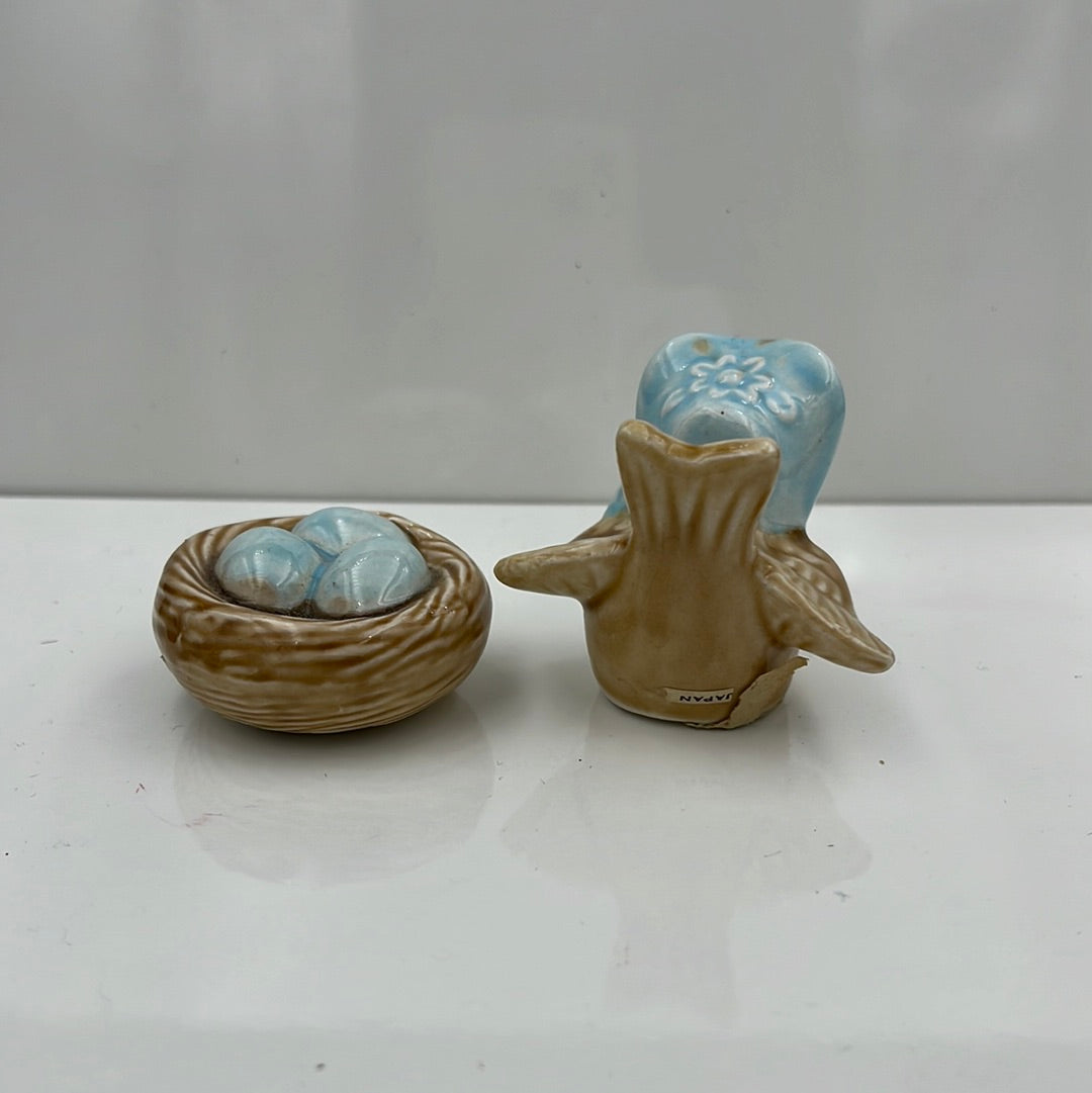 Bird and nest of eggs salt and pepper shaker