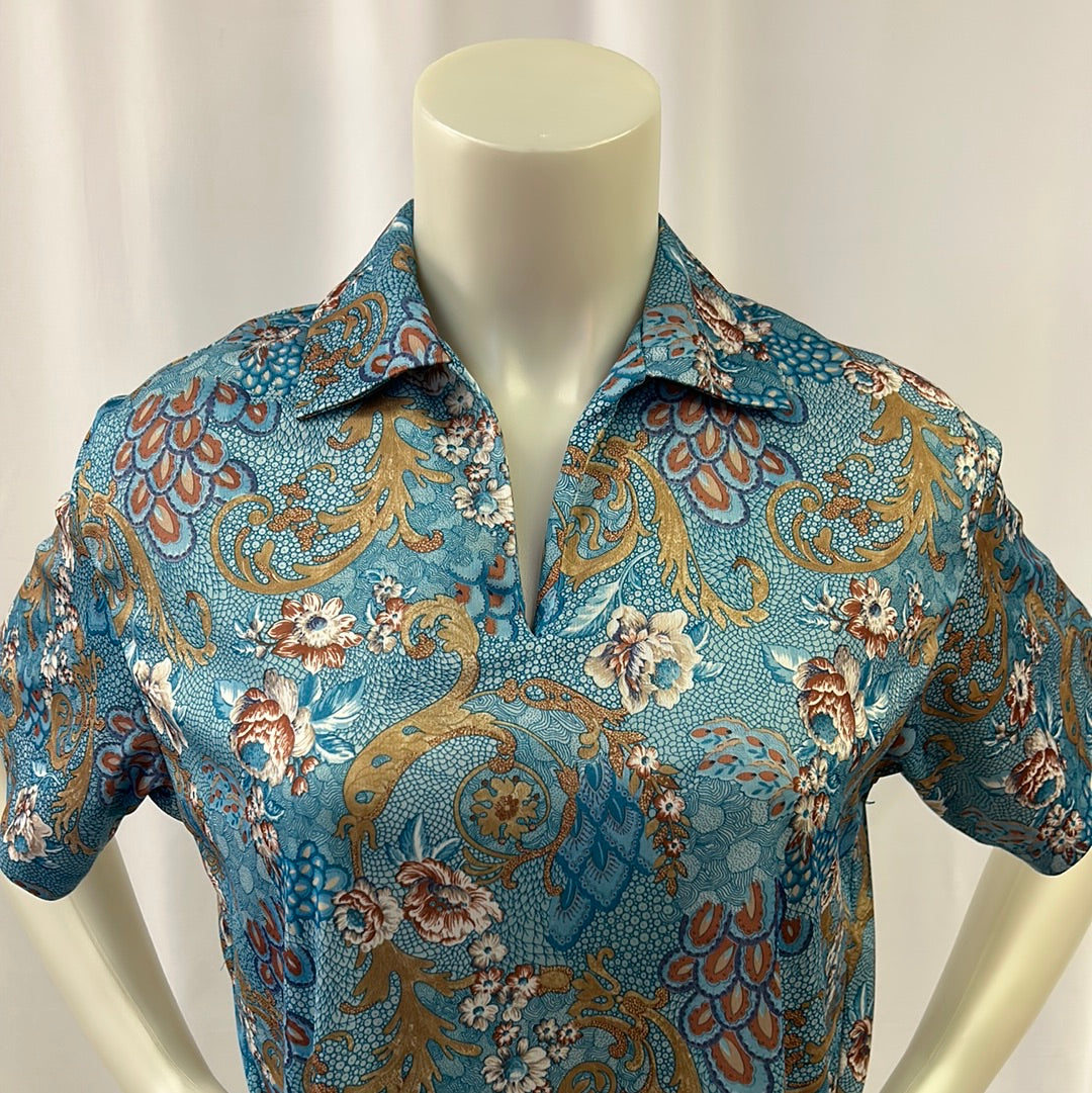 80s Funky Floral Haband Blouse