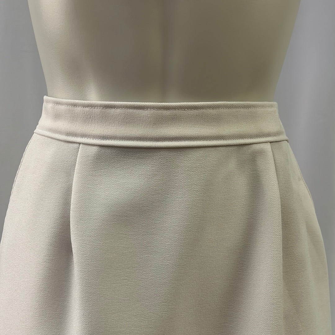 White Polyester Straight Skirt