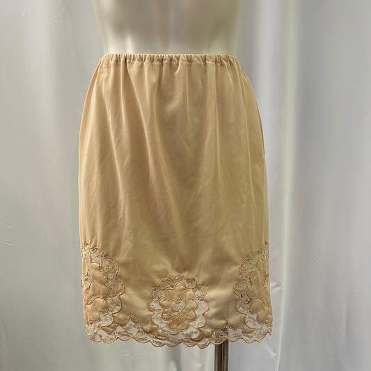 Beige Embroidered Half Slip