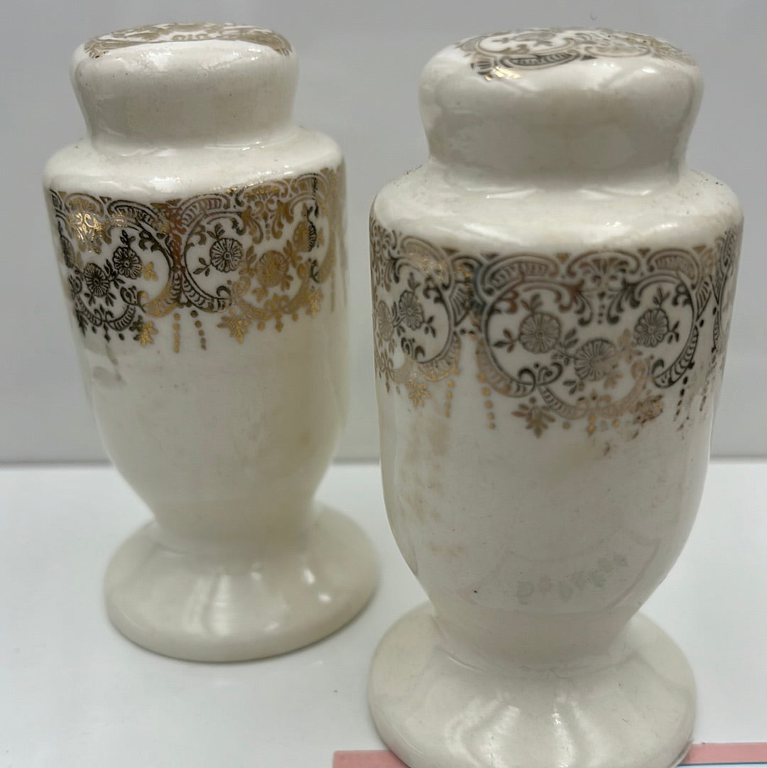 Ivory and Gold Salt and Pepper Shakers