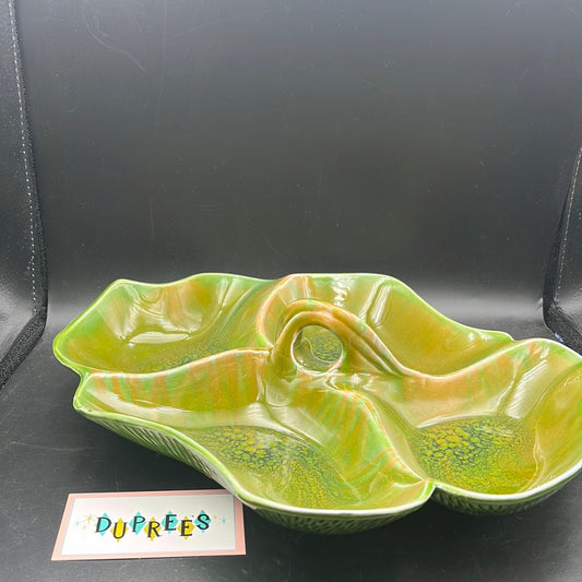 Green and Brown Ceramic Serving Dish