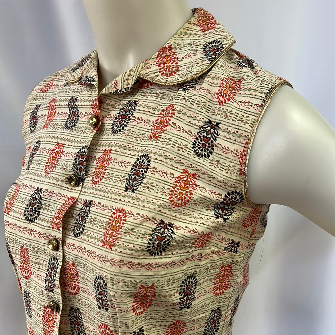 Vibrant Patterned Sleeveless Blouse