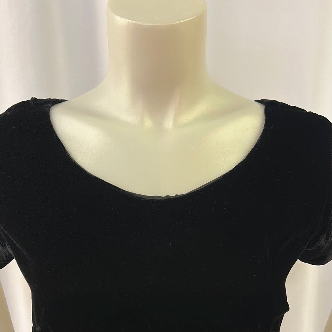 Short Sleeve Black Velour Top