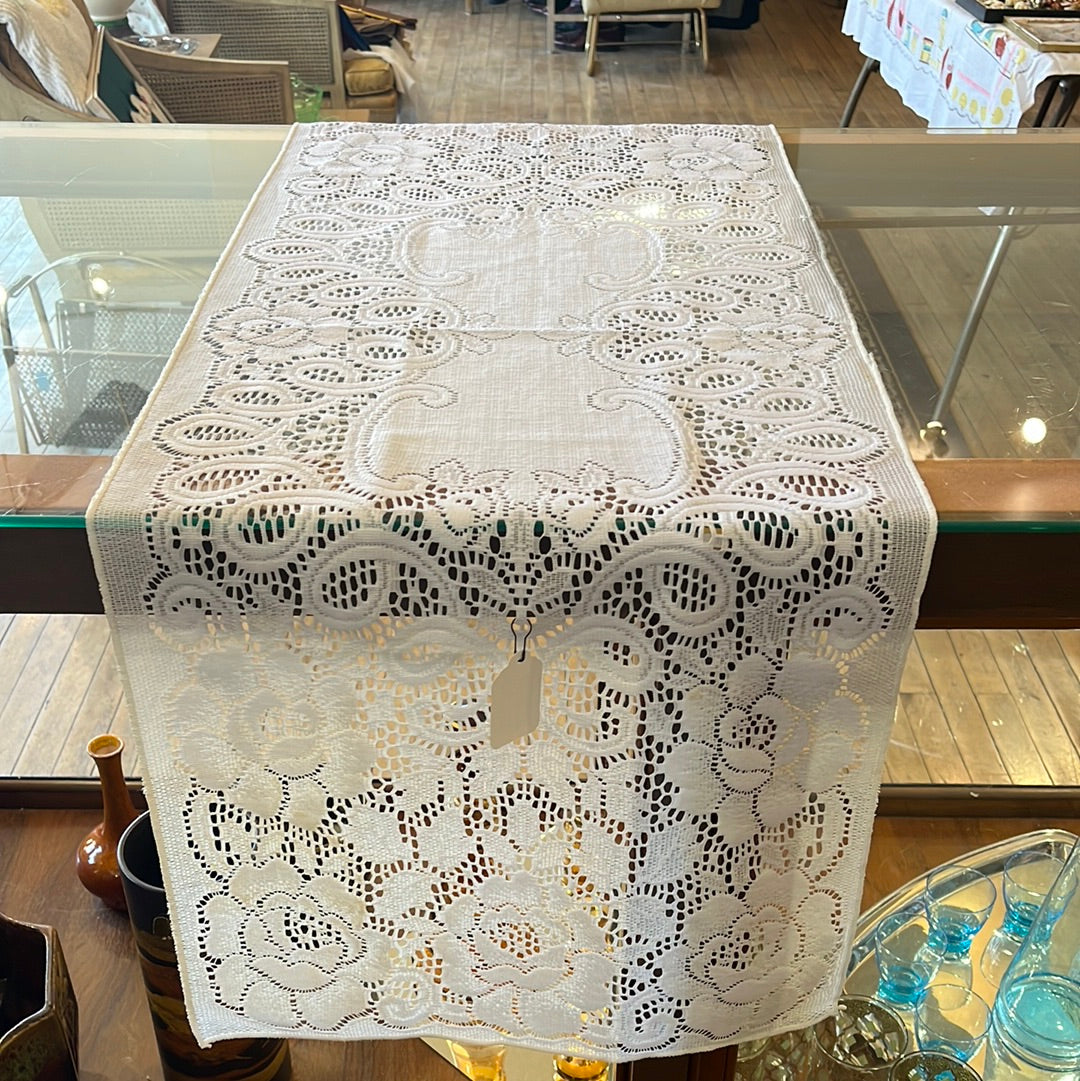 White lacy table runner