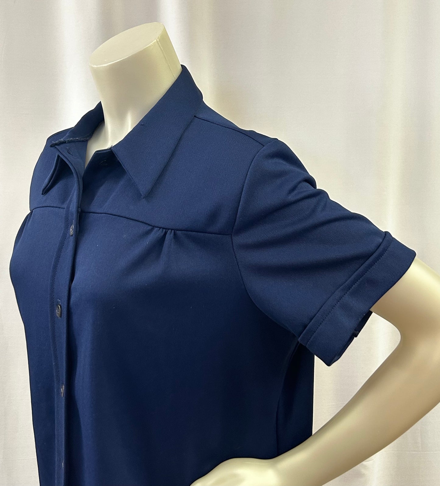 60s Navy Blue Fitted Blouse