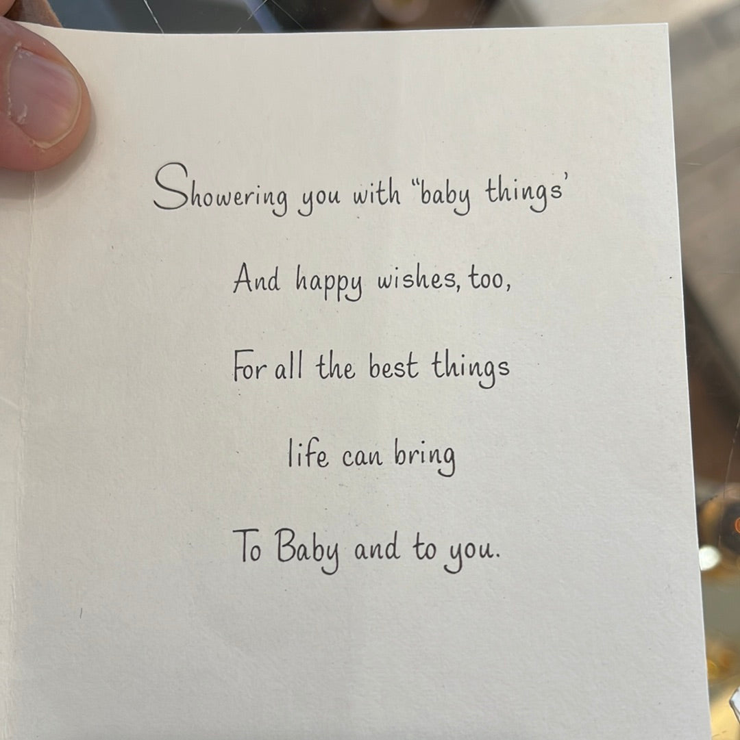 A baby shower gift card