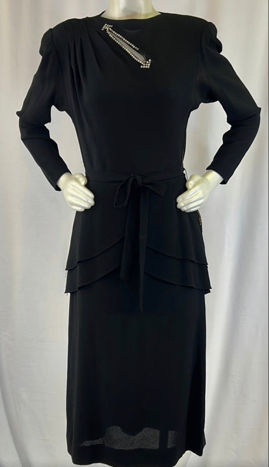 Crepe 40s Black Crepe Dress